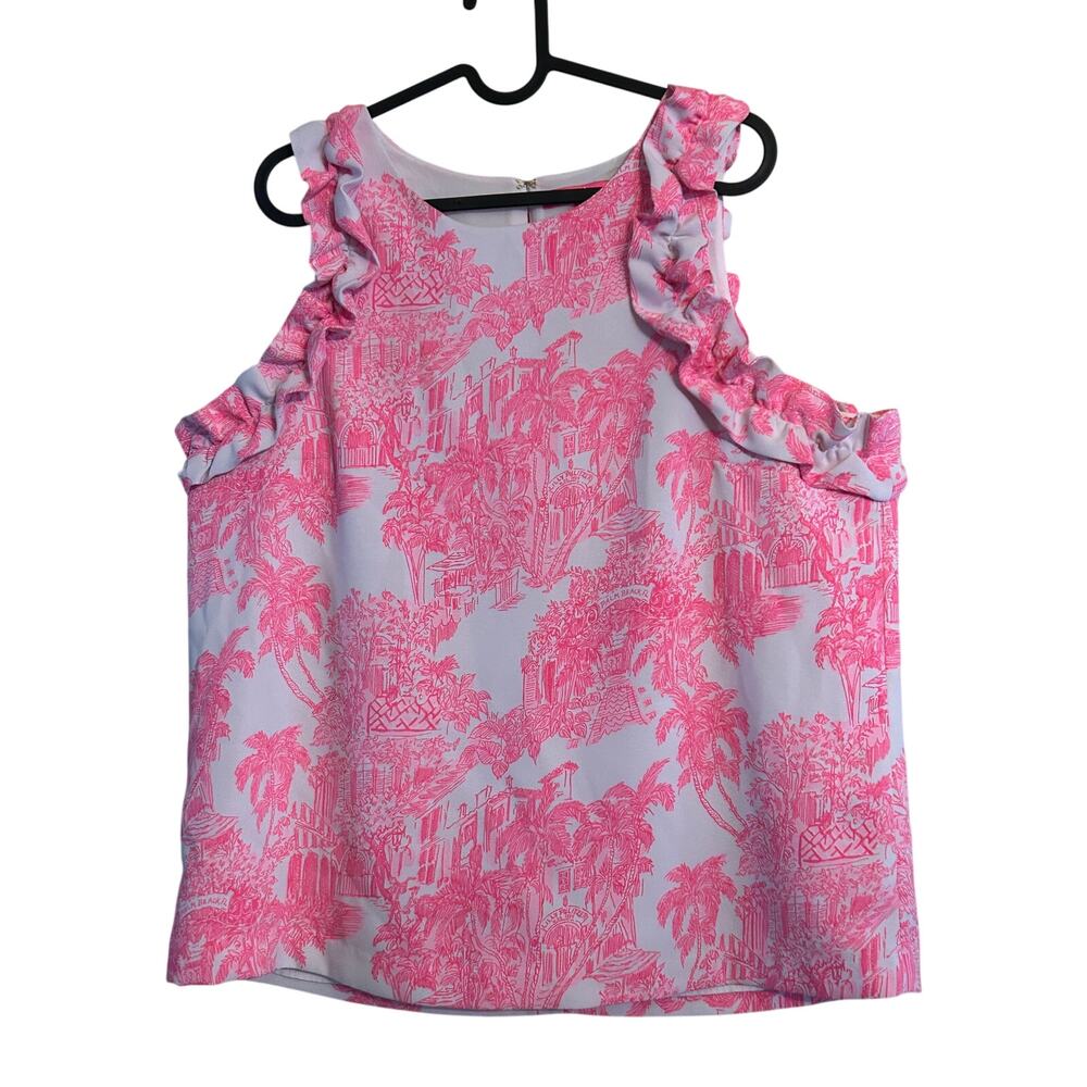 Lilly Pulitzer Kailee Sleeveless Ruffle Top Size L